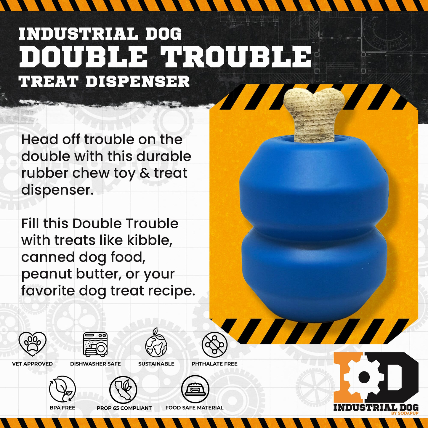SodaPup Double Trouble Dual-Chamber Treat Dispenser