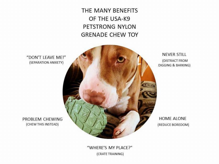SodaPup USA-K9 Grenade Ultra-Durable Nylon Chew Toy
