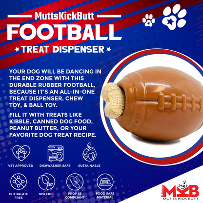 SodaPup MKB Football Rubber Chew Toy & Treat Dispenser