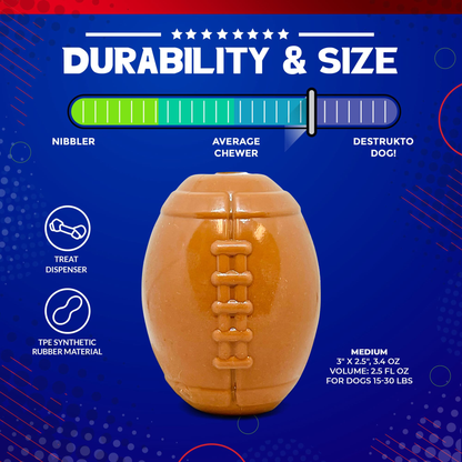 SodaPup MKB Football Rubber Chew Toy & Treat Dispenser