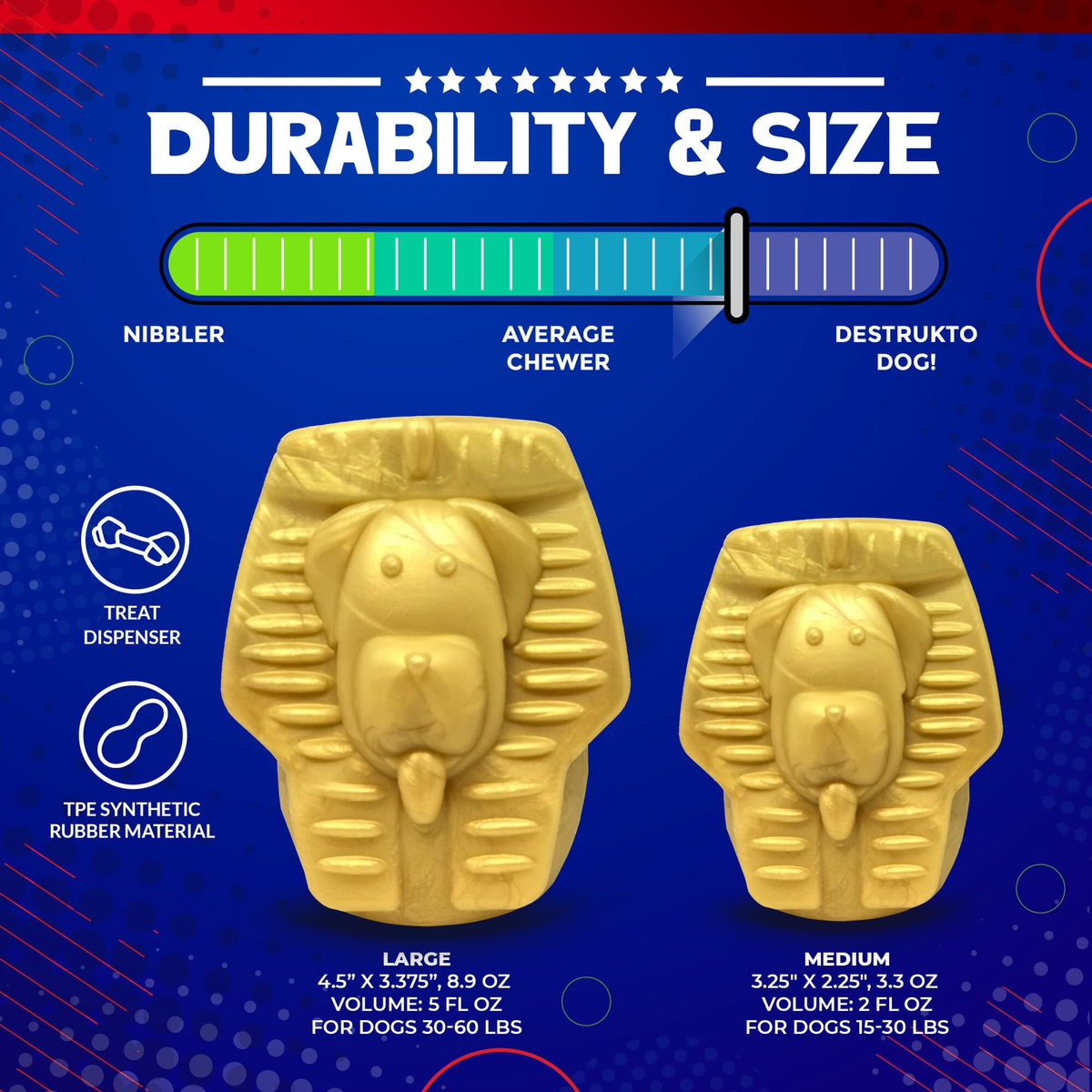 SodaPup MKB Doggie Pharaoh Chew Toy & Treat Dispenser