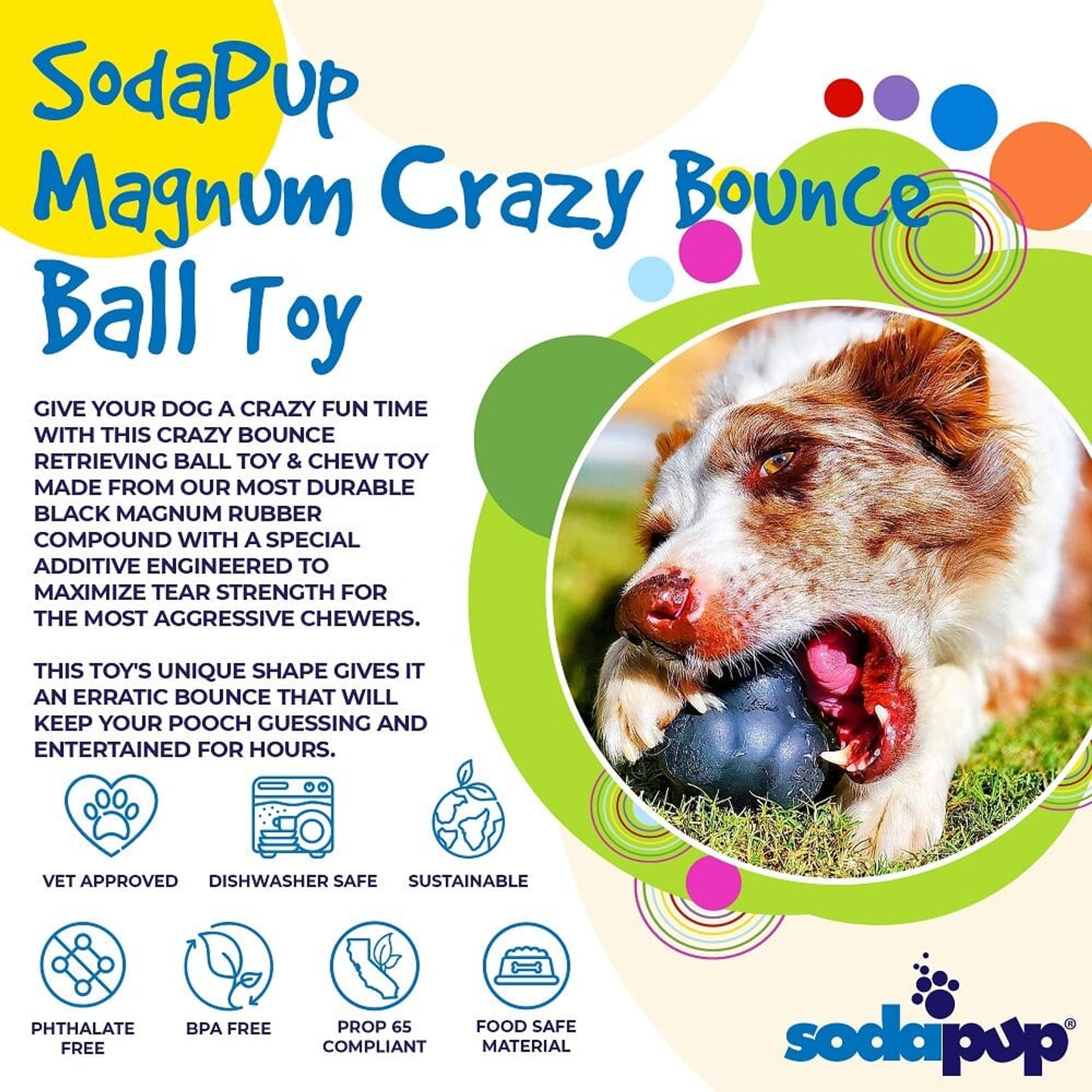 SodaPup Magnum Crazy Bounce Rubber Chew & Retrieving Toy