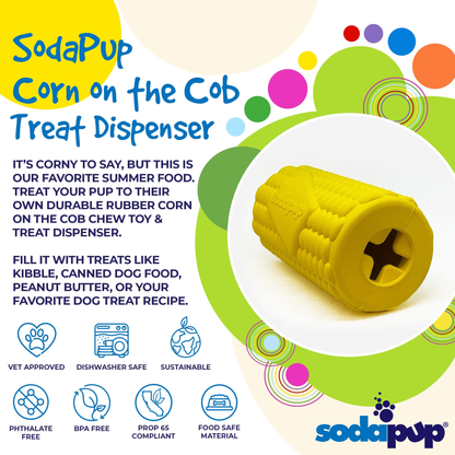 SodaPup Corn on the Cob Rubber Chew Toy & Treat Dispenser