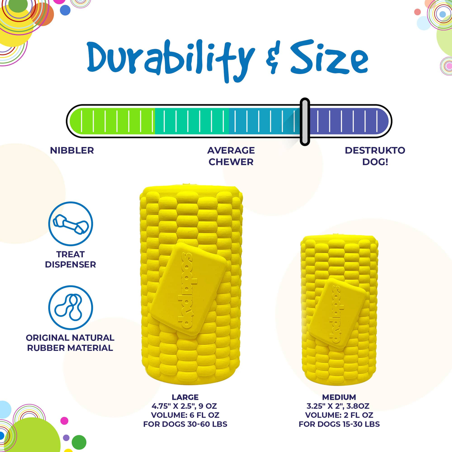 SodaPup Corn on the Cob Rubber Chew Toy & Treat Dispenser