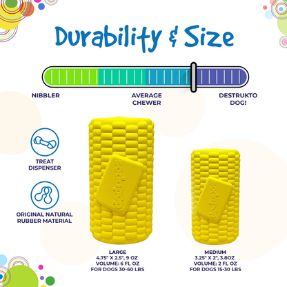 SodaPup Corn on the Cob Rubber Chew Toy & Treat Dispenser