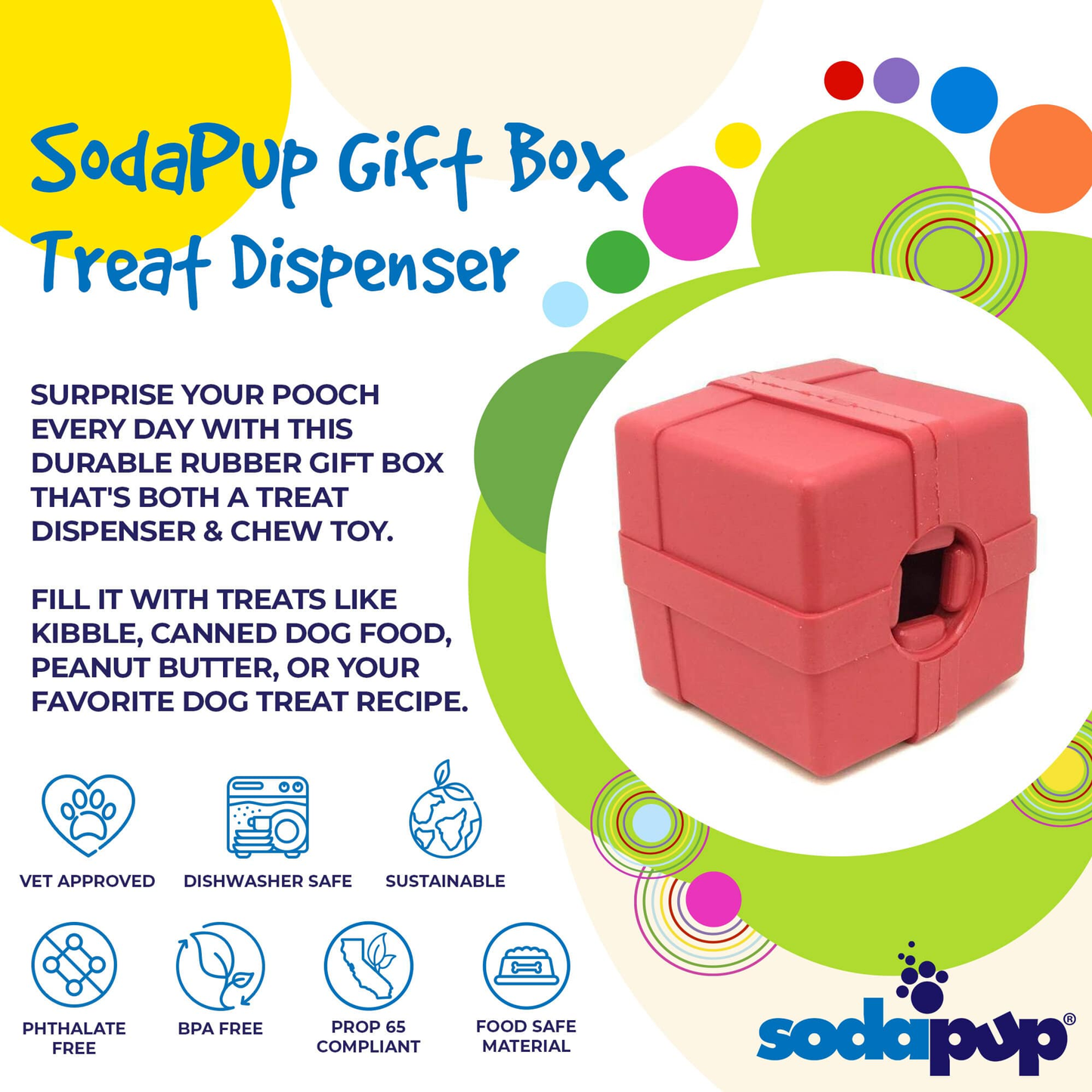 SodaPup Gift Box eDispenser Rubber Chew & Treat Toy