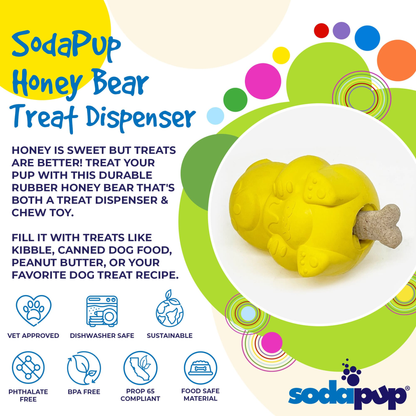 SodaPup Honey Bear Treat Dispenser Chew Toy