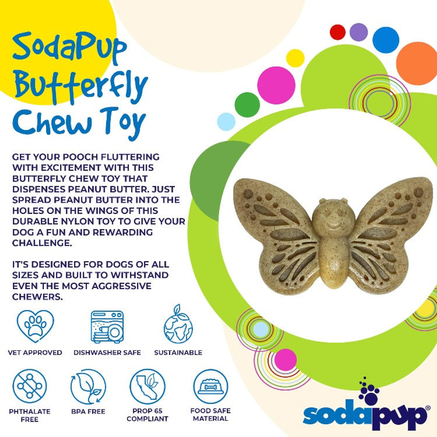 SodaPup Butterfly 2-in-1 Nylon Chew & Enrichment Toy