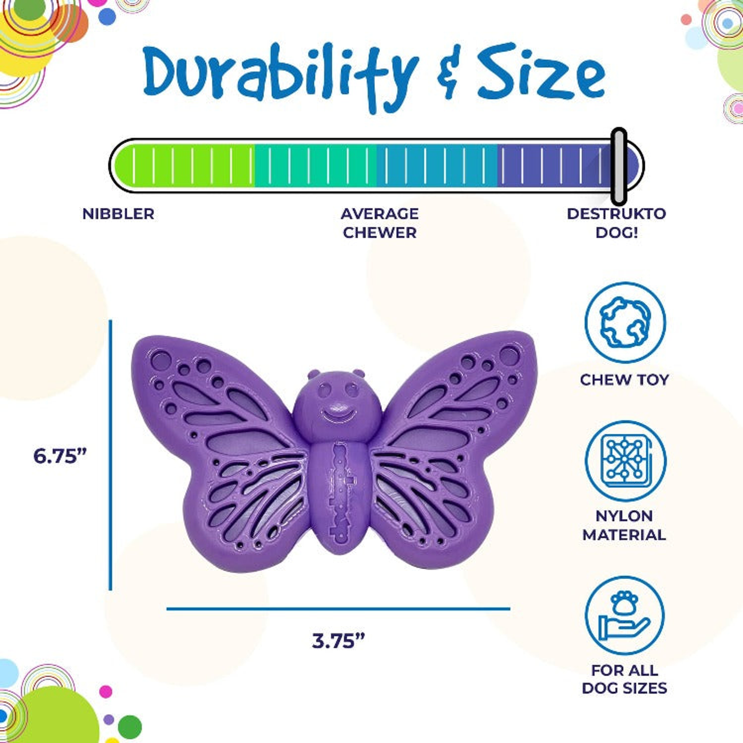 SodaPup Butterfly 2-in-1 Nylon Chew & Enrichment Toy