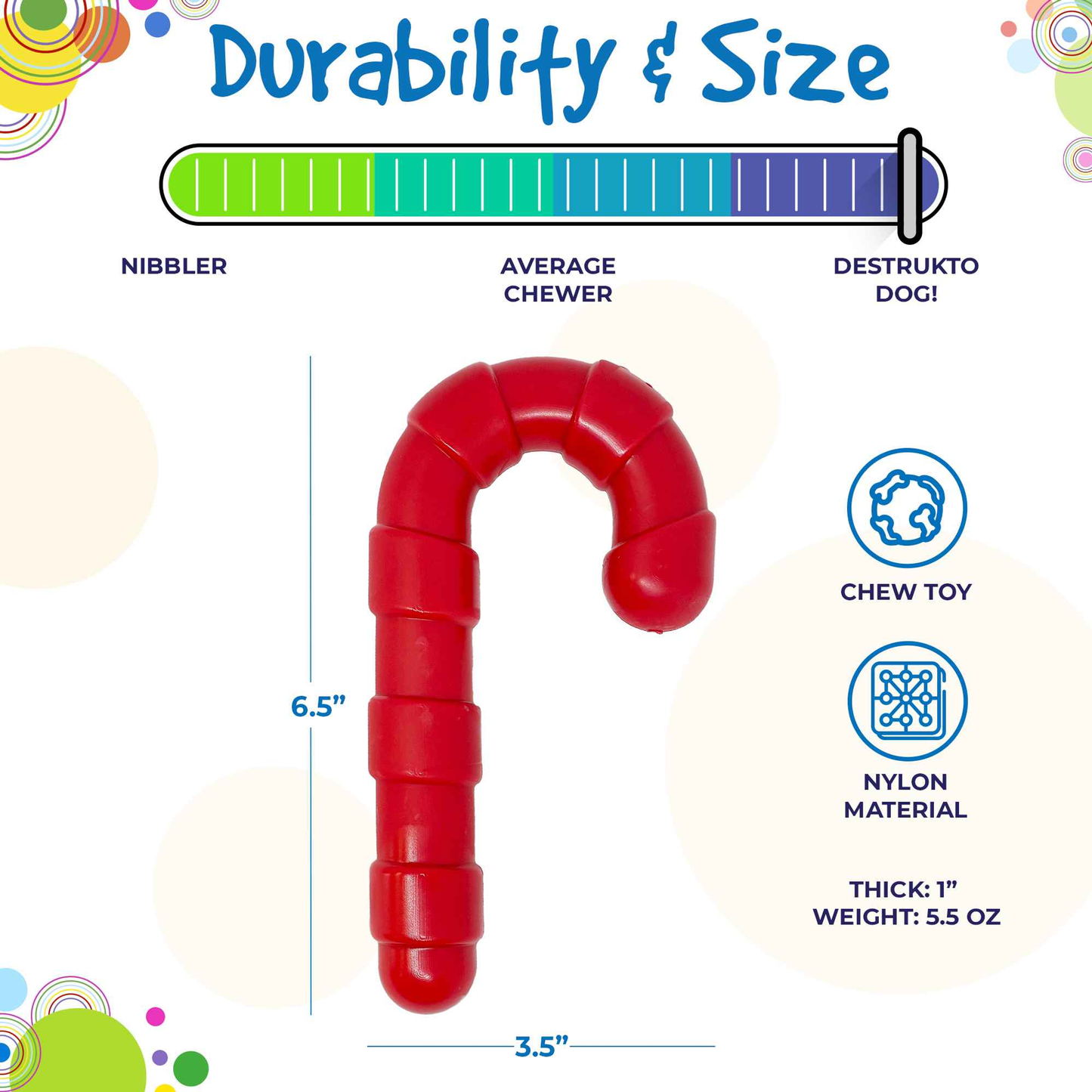 SodaPup Candy Cane Nylon Dog Chew Toy