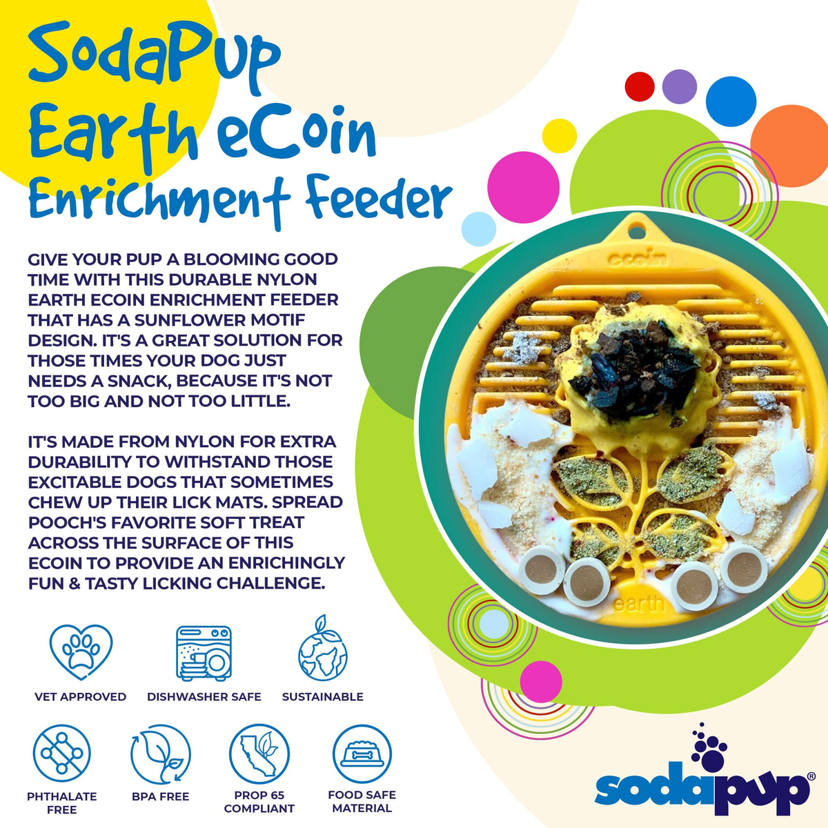SodaPup Earth Nylon eCoin Enrichment Lick Mat Toy