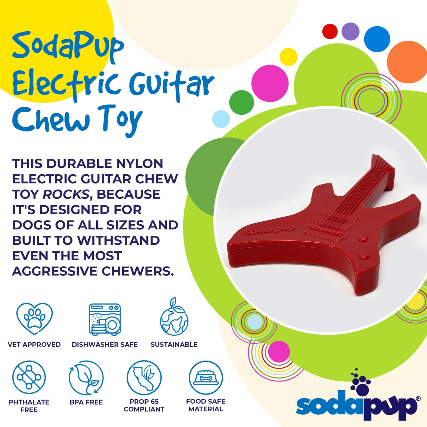 SodaPup Electric Guitar Ultra-Durable Nylon Chew Toy