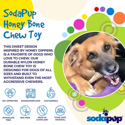 SodaPup Honey Bone Nylon Dog Chew Toy for Aggressive Chewers