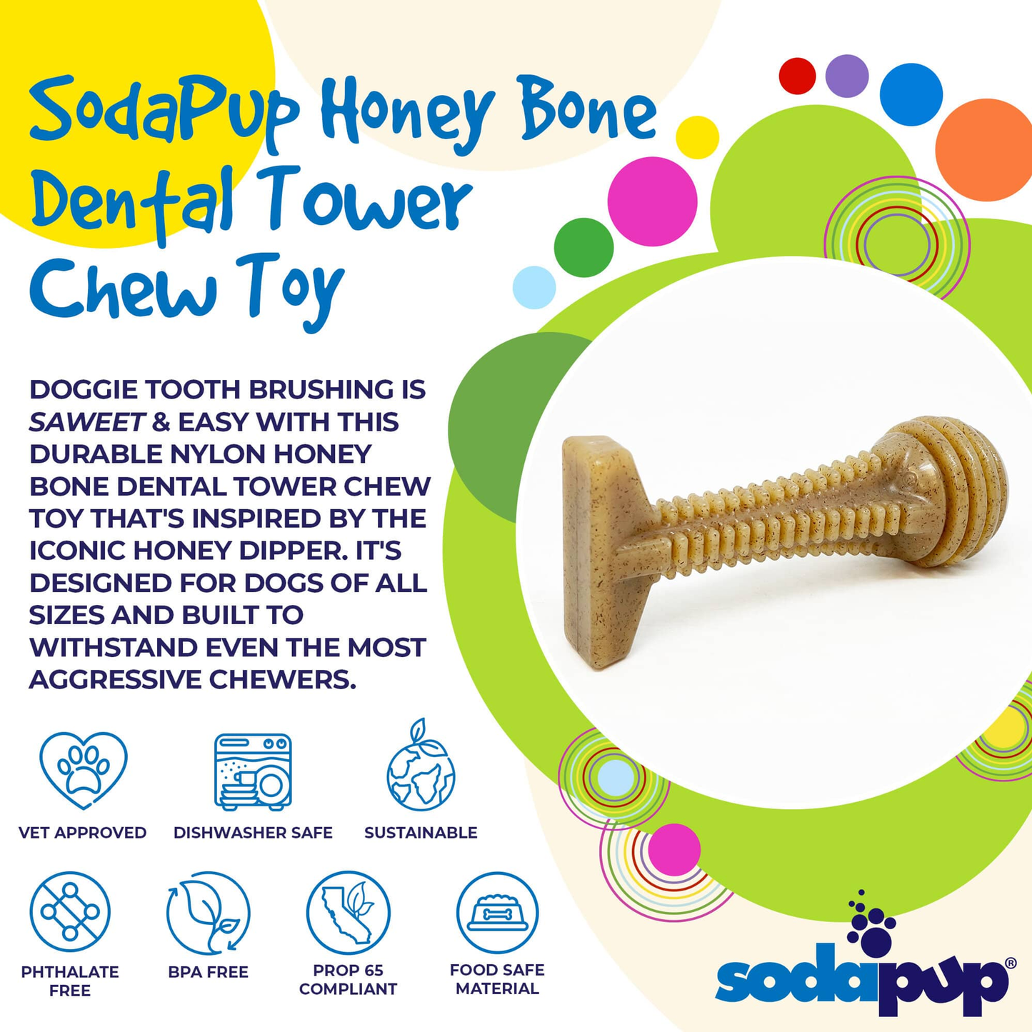 SodaPup Honey Bone Dental Tower Nylon Chew Toy