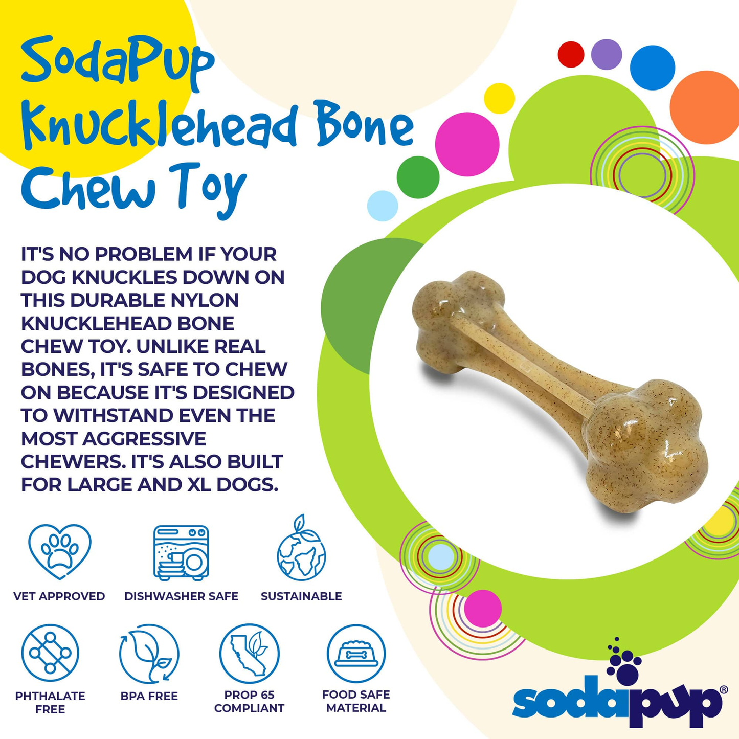 SodaPup Knuckle Bone Nylon Dog Chew for Aggressive Chewers