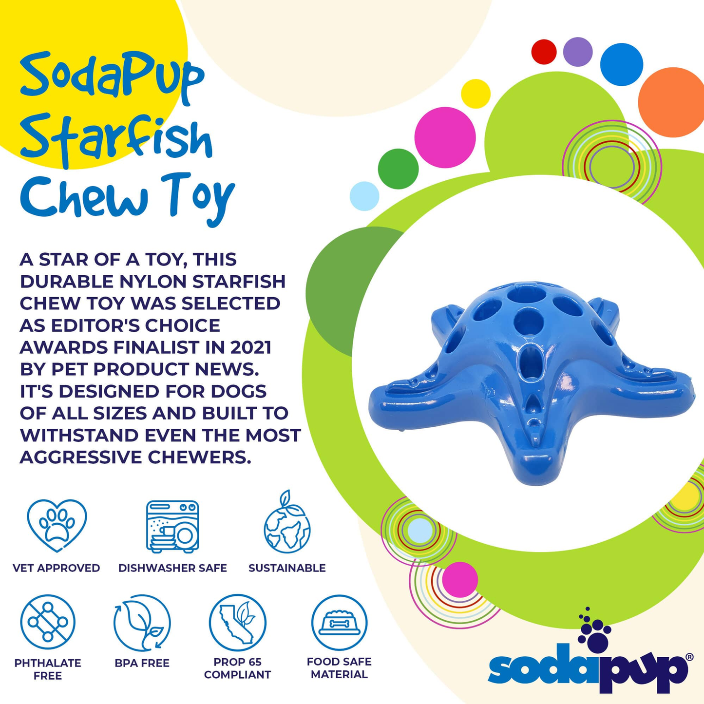 SodaPup Starfish Nylon Dog Chew Toy for Aggressive Chewers