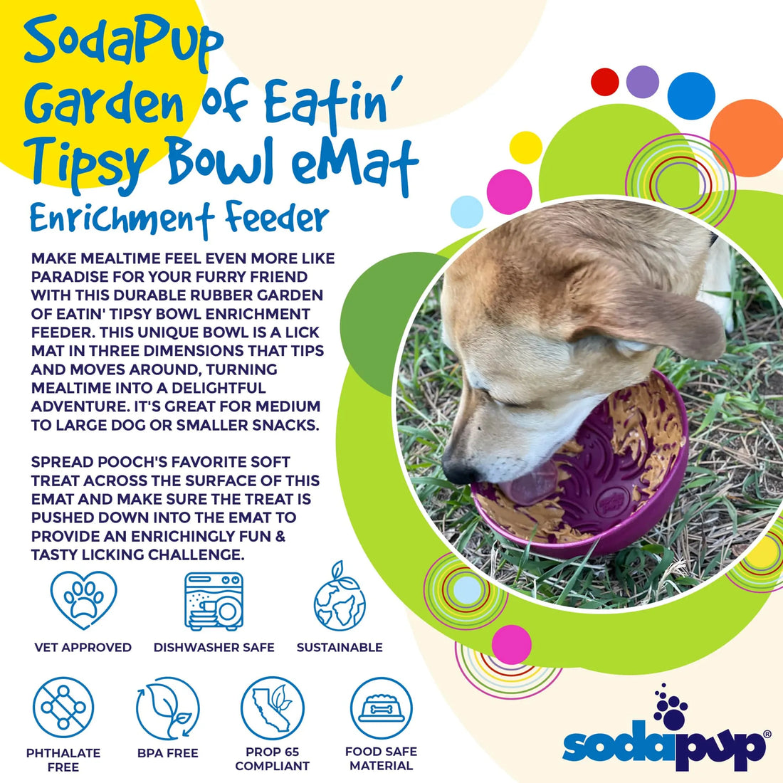Garden of Eatin' Tipsy Bowl - Wobble Lick Mat for Dogs & Cats