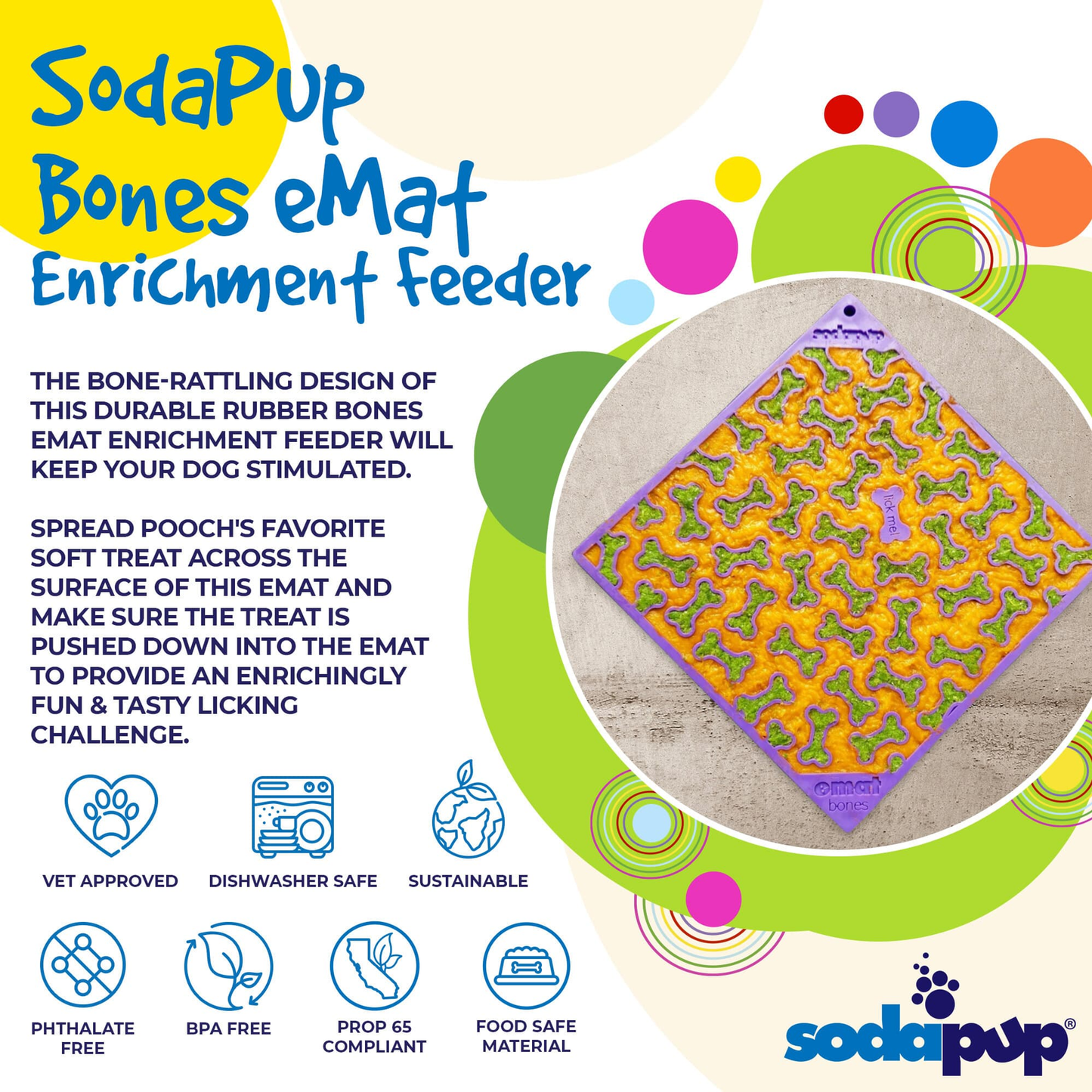 SodaPup Bones Design eMat Enrichment Lick Mat - Large