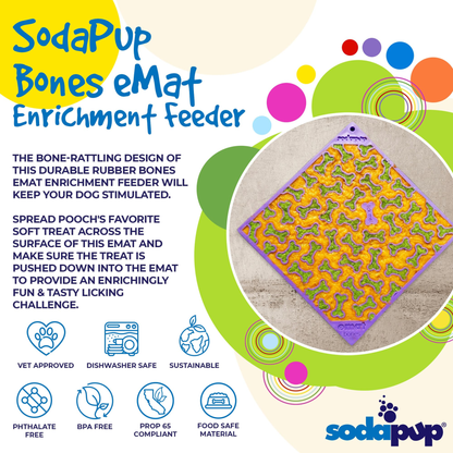 SodaPup Bones Design eMat Enrichment Lick Mat - Large