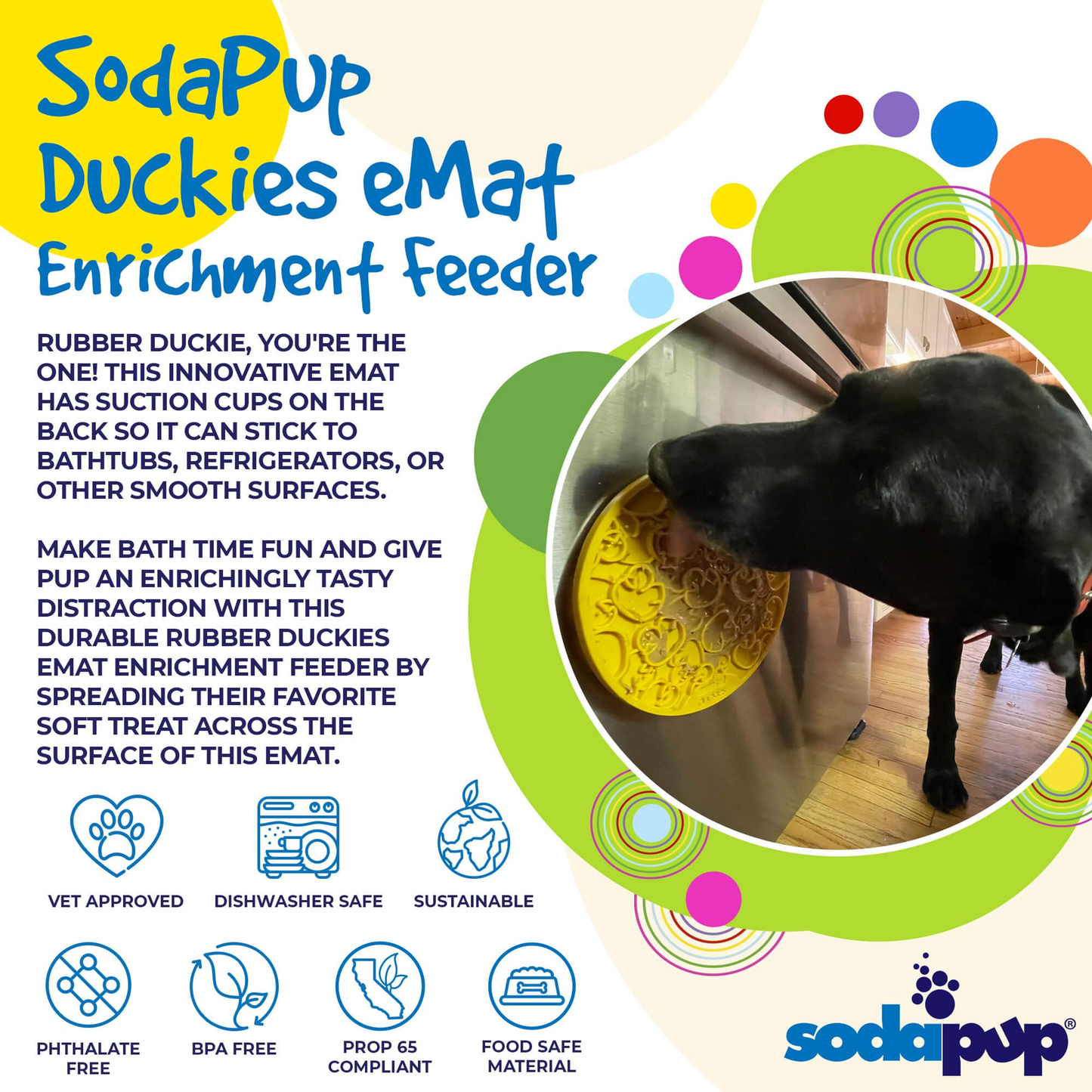 SodaPup Rubber Duckies eMat Enrichment Lick Mat