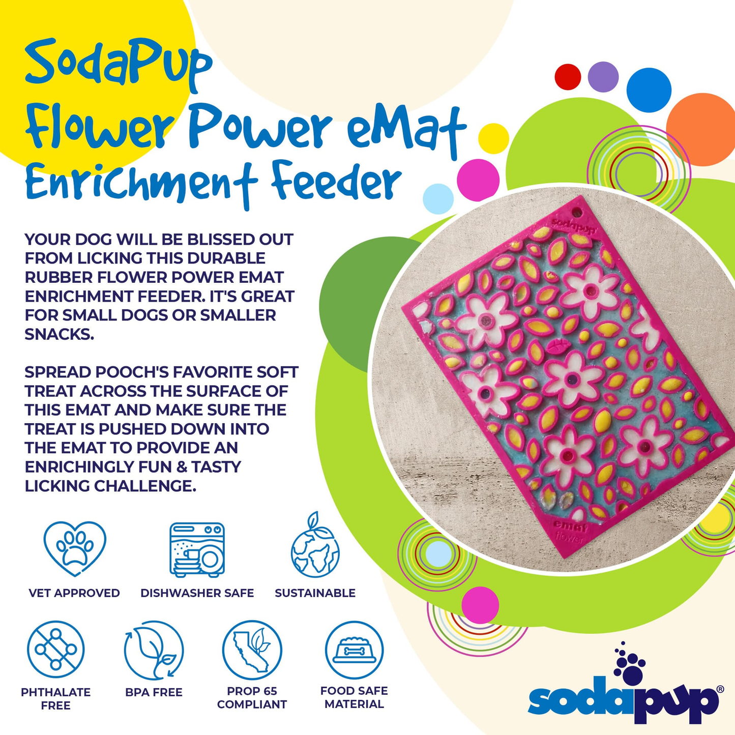 SodaPup Flower Power eMat Enrichment Lick Mat - Large