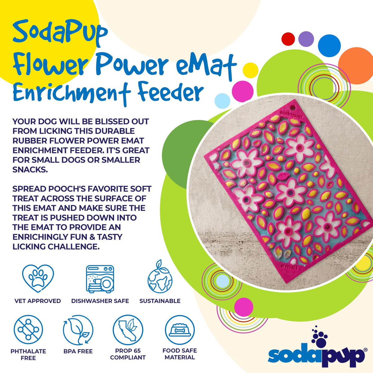 SodaPup Flower Power eMat Enrichment Lick Mat - Small