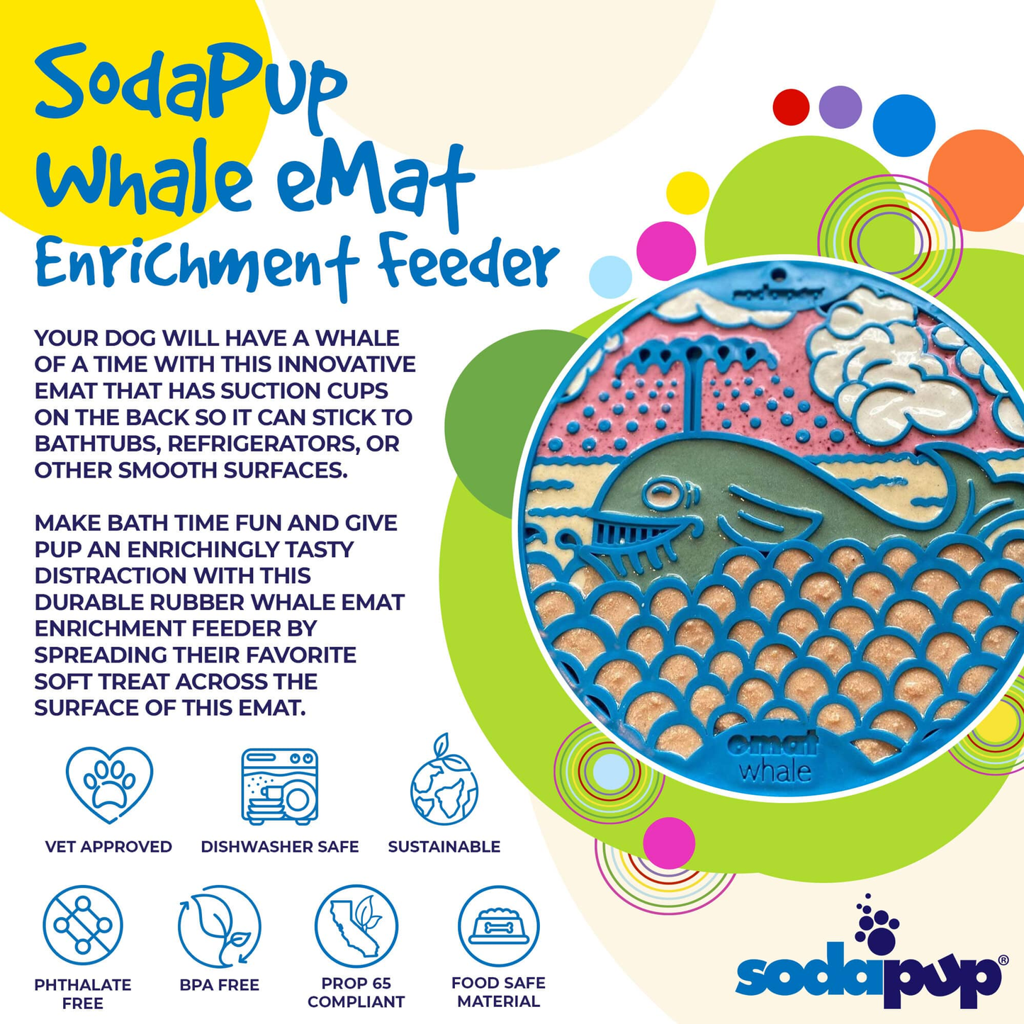 SodaPup Whale eMat Enrichment Lick Mat with Suction