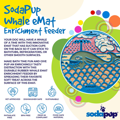 SodaPup Whale eMat Enrichment Lick Mat with Suction