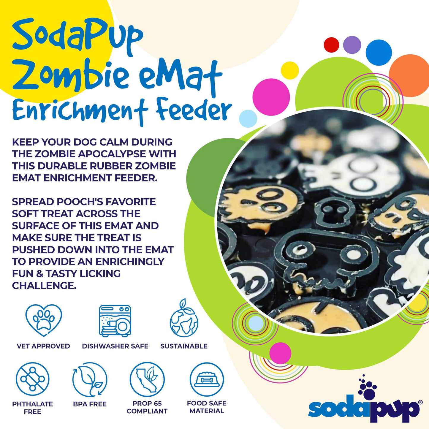 SodaPup Zombie eMat Enrichment Lick Mat for Dogs & Cats