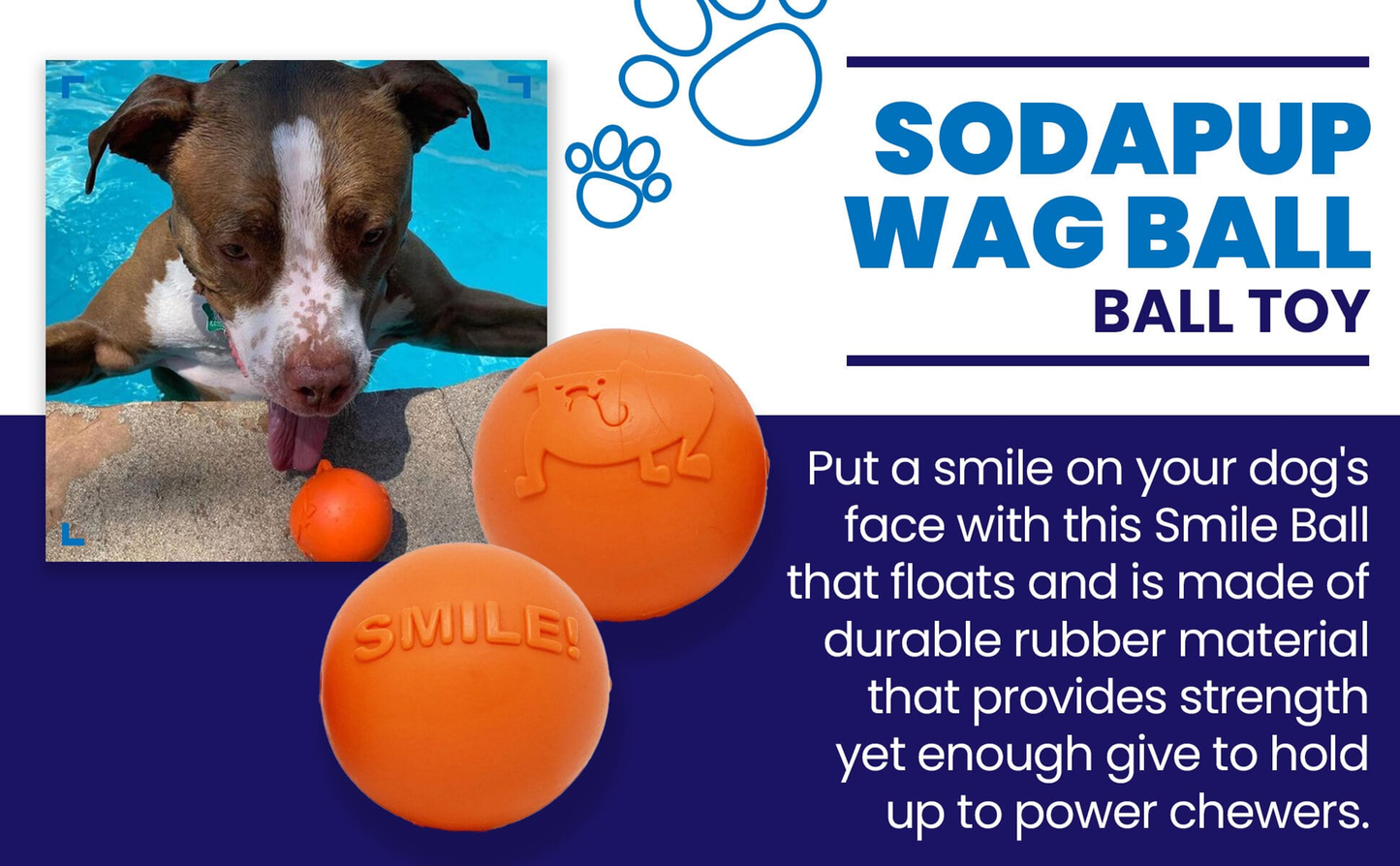 SodaPup Smile Ball Rubber Chew & Floating Fetch Toy