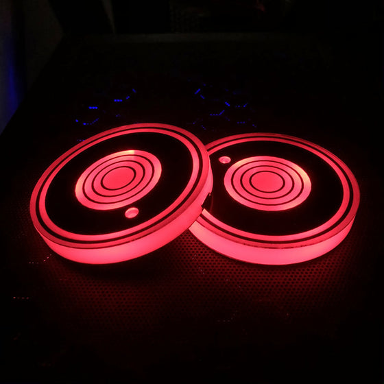 Red LED coasters with ring pattern