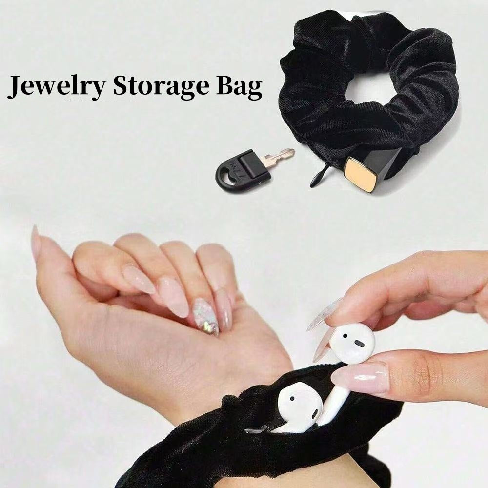 Korean Style Velvet Zipper Scrunchie Adjustable Ponytail Holder Hair Accessory