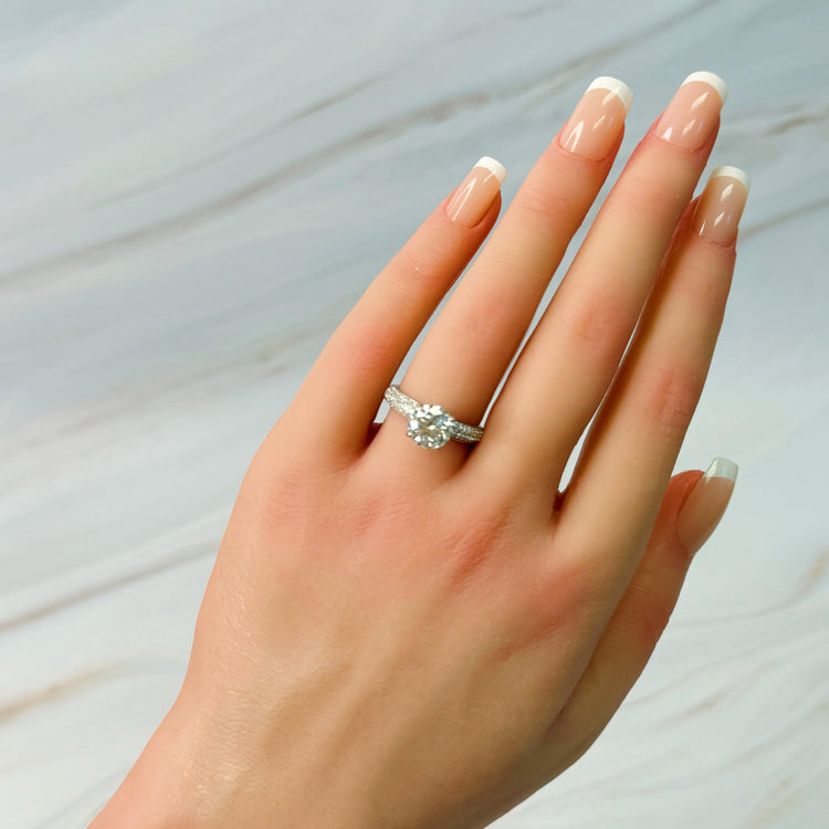 Hidden Halo Round Cut Moissanite Engagement Ring - Image 3