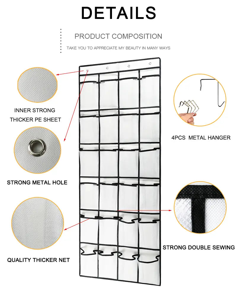 24-Pocket Over-the-Door Shoe Organizer