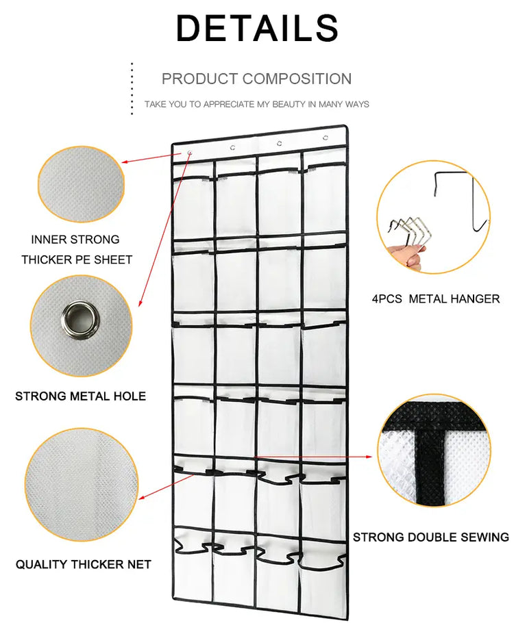 24-Pocket Over-the-Door Shoe Organizer