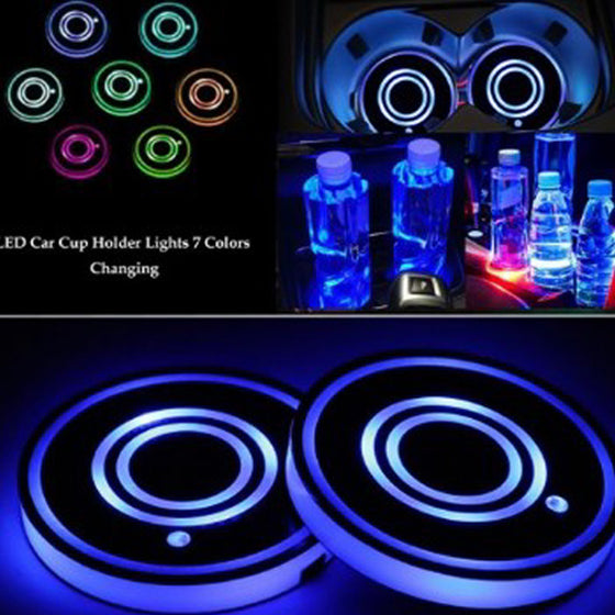LED coasters in seven colors in cup holders