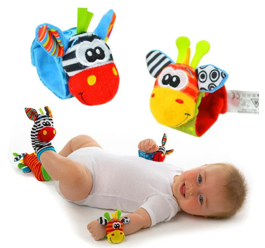 Soft cloth rattle strap close-up