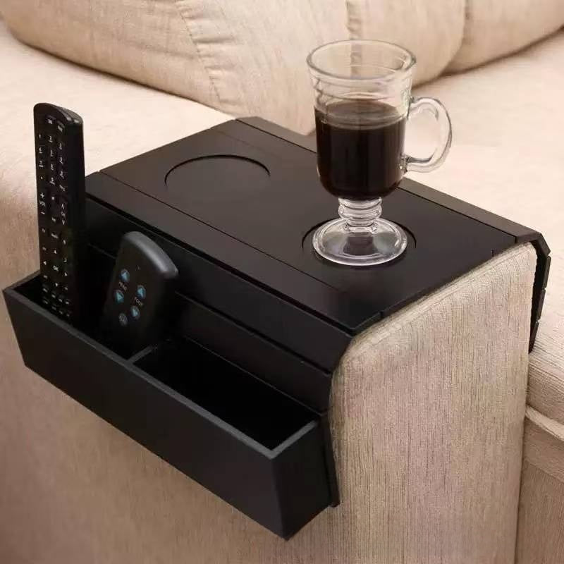 Foldable Bamboo Snack Tray with Cup Holder