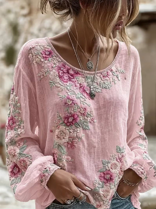 Women's round-neck long-sleeve top