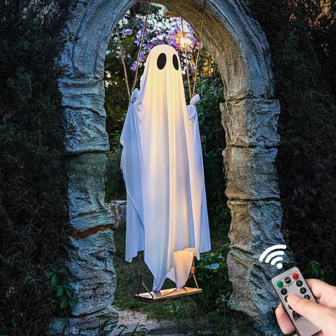 Glowing Swing Ghost Halloween Ornament