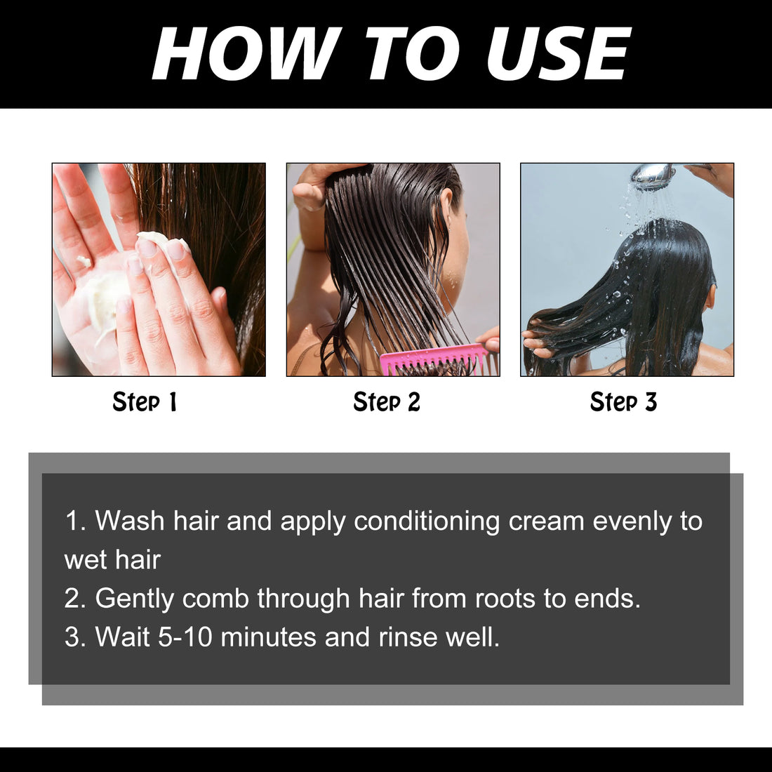 Hair softening cream applied to hair ends