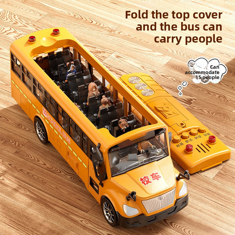 Children Inertial School Bus Toy with Sound and Light