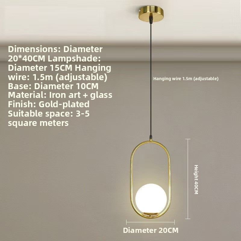 Modern Minimalist Single-Head Glass Hanging Pendant Lamp for Bedroom Corridor