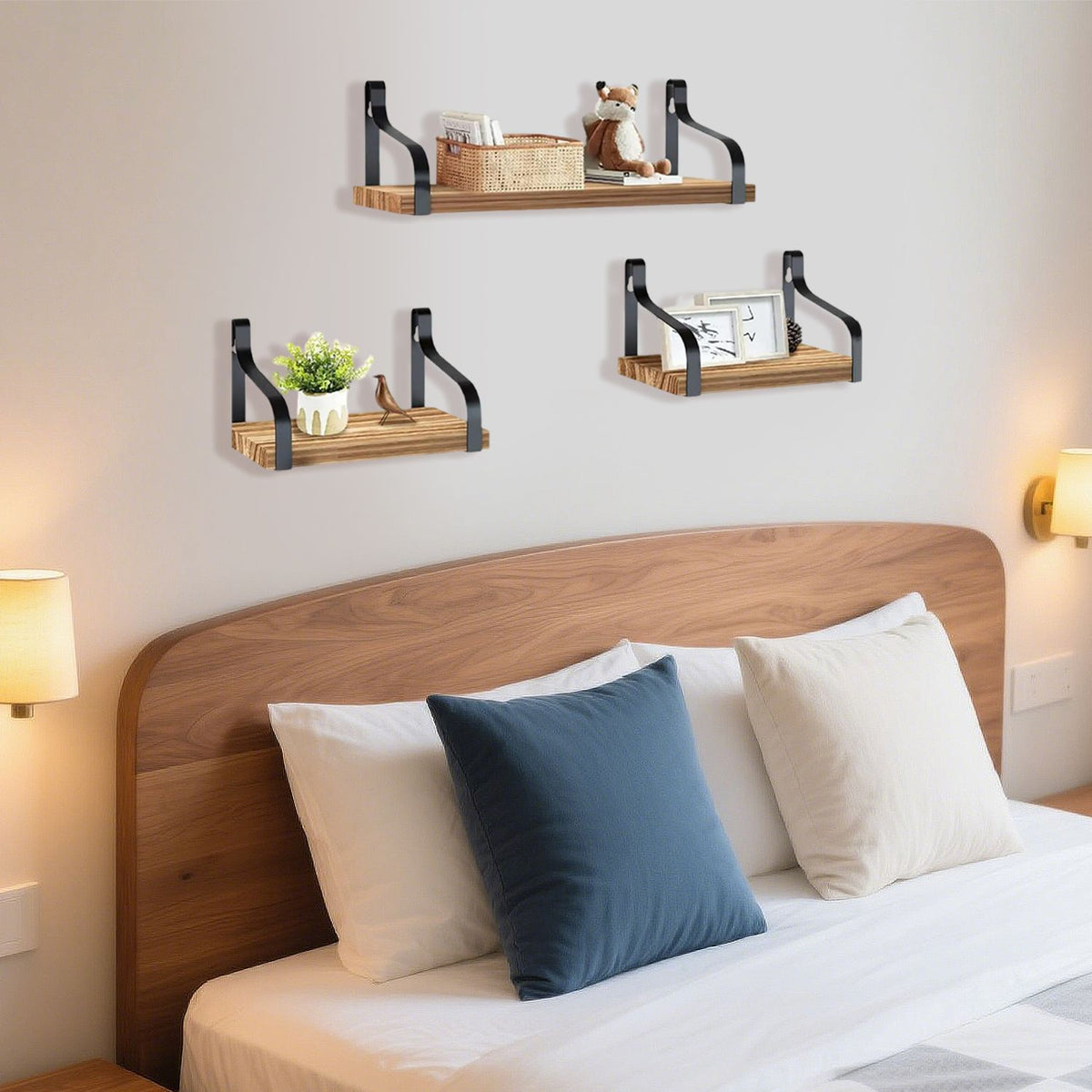 3 Piece Rustic Wood Floating Shelves