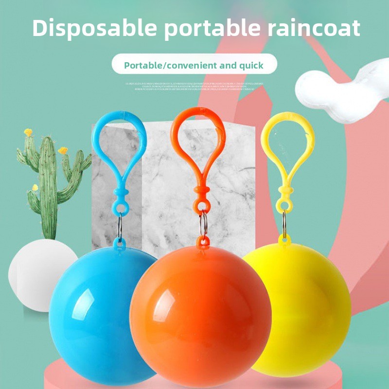 Portable disposable raincoat ball