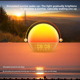 Wood Grain FM Radio Sunrise Wake Up Light Bluetooth Speaker Alarm Clock