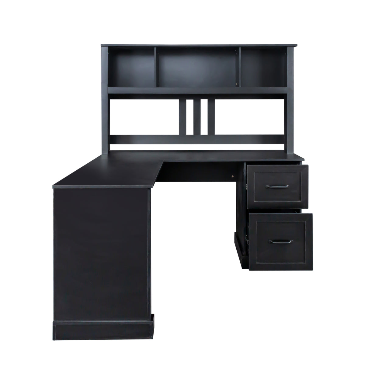 Home Office Computer Desk with Hutch Black Finish