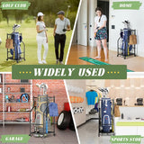 Golf rack accessory shelf with shoes and gloves