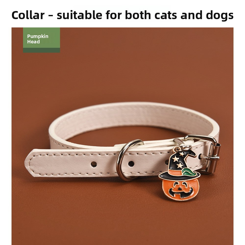 Halloween Themed PU Leather Dog Collar