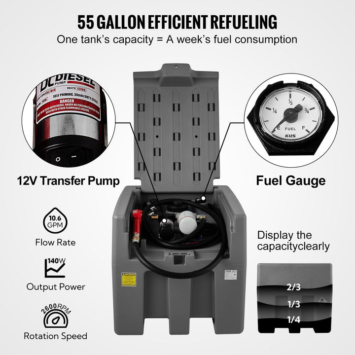 58 Gallon Portable Diesel Fuel Tank in truck bed